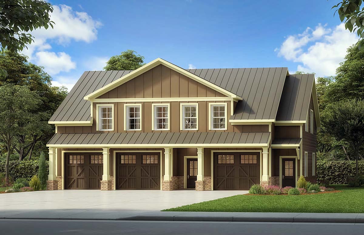 Country, Traditional Garage-Living Plan 60094 with 2 Beds, 1 Baths, 3 Car Garage Elevation