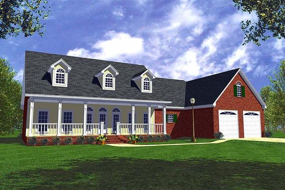 Country, Traditional House Plan 60104 with 3 Beds, 3 Baths, 2 Car Garage Elevation