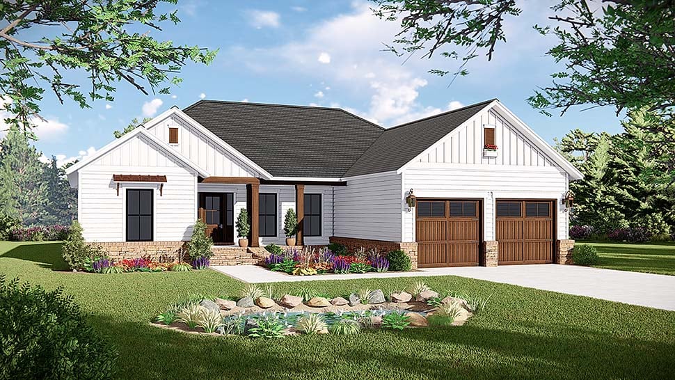 Country, Farmhouse, Ranch, Traditional House Plan 60105 with 3 Beds, 2 Baths, 2 Car Garage Elevation