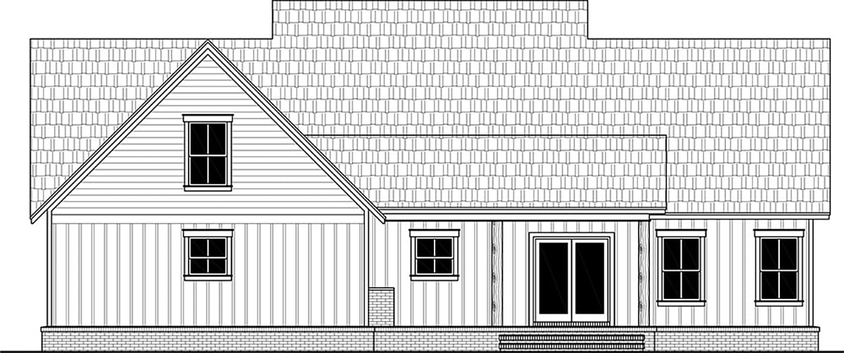 Country, Farmhouse, Ranch House Plan 60109 with 3 Beds, 3 Baths, 2 Car Garage Rear Elevation