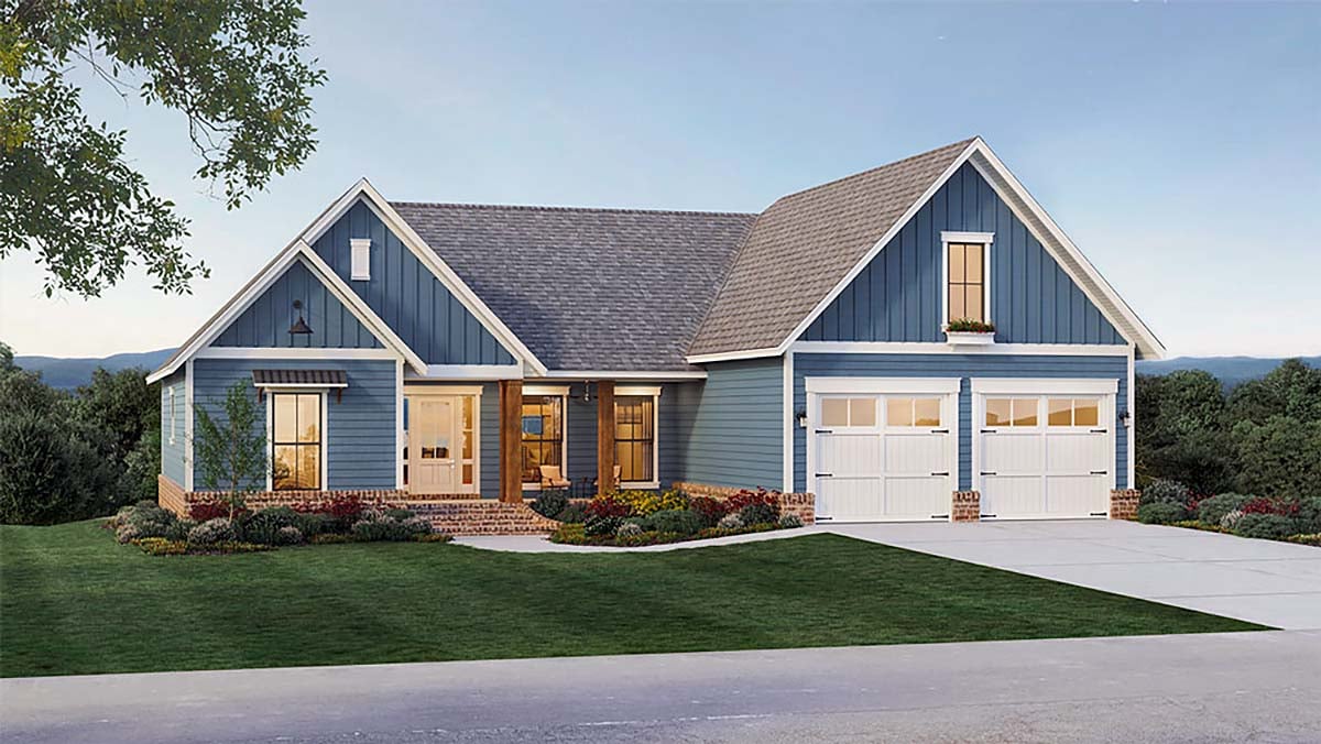 Country, Farmhouse, Ranch, Traditional House Plan 60110 with 4 Beds, 3 Baths, 2 Car Garage Elevation