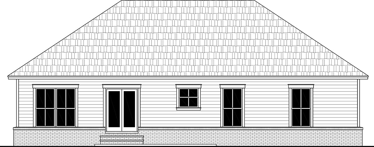Country, Farmhouse, Ranch, Traditional House Plan 60111 with 3 Beds, 2 Baths, 2 Car Garage Rear Elevation