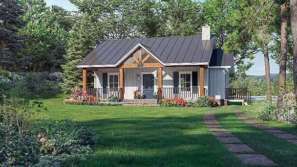 Cottage, Country, Farmhouse, Ranch House Plan 60116 with 1 Beds, 2 Baths Elevation
