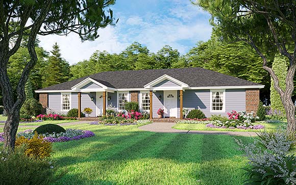 Southern, Traditional Multi-Family Plan 60117 with 2 Beds, 2 Baths Elevation