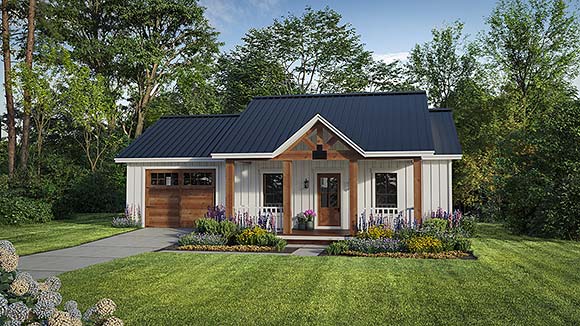 Cottage, Country, Farmhouse, Ranch House Plan 60139 with 1 Beds, 1 Baths, 1 Car Garage Elevation