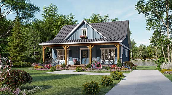Cottage, Country, Farmhouse, Ranch House Plan 60140 with 2 Beds, 2 Baths Elevation