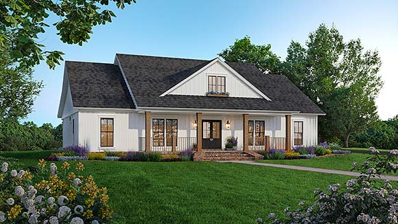 Country, Farmhouse, Ranch House Plan 60142 with 3 Beds, 3 Baths, 2 Car Garage Elevation