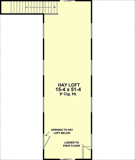Barndominium, Farmhouse, Traditional Garage-Living Plan 60143 with 1 Beds, 1 Baths, 2 Car Garage Second Level Plan