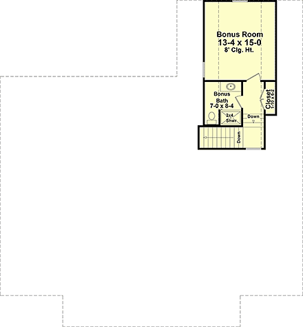 Country, Farmhouse, Ranch House Plan 60147 with 3 Beds, 2 Baths, 2 Car Garage Second Level Plan