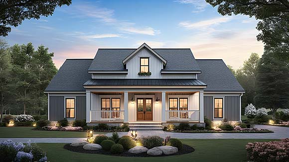Country, Farmhouse, Ranch House Plan 60147 with 3 Beds, 2 Baths, 2 Car Garage Elevation