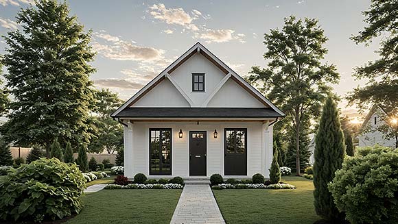 Cottage, Country, Farmhouse House Plan 60149 with 1 Beds, 1 Baths Elevation