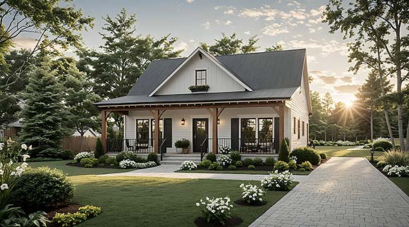 Cottage, Country, Farmhouse, Ranch House Plan 60151 with 2 Beds, 2 Baths Elevation