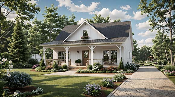 Cottage, Country, Farmhouse, Ranch House Plan 60152 with 2 Beds, 2 Baths Elevation