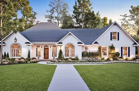 Country, European, Farmhouse House Plan 60154 with 3 Beds, 3 Baths, 2 Car Garage Elevation