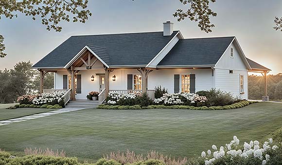Contemporary, Country, Craftsman, Farmhouse House Plan 60169 with 3 Beds, 2 Baths, 2 Car Garage Elevation