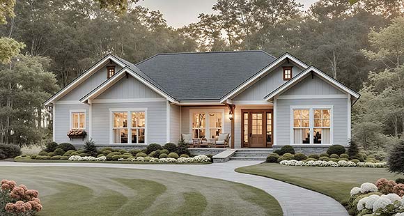 Contemporary, Country, Craftsman, Farmhouse House Plan 60170 with 3 Beds, 2 Baths, 2 Car Garage Elevation