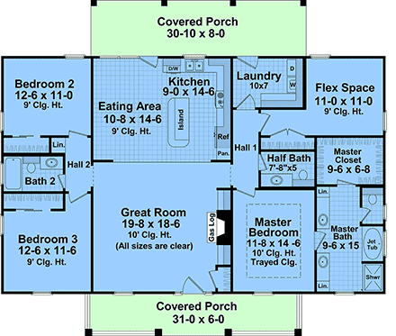 Country, Craftsman, Farmhouse, Traditional House Plan 60172 with 3 Beds, 3 Baths First Level Plan
