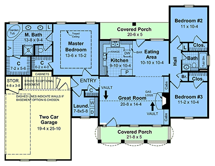 Cape Cod, Contemporary, Country, Farmhouse, Traditional House Plan 60175 with 3 Beds, 2 Baths, 2 Car Garage First Level Plan
