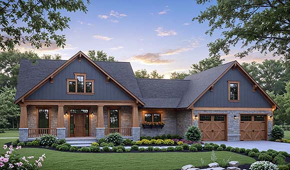 Cottage, Country, Craftsman House Plan 60179 with 3 Beds, 3 Baths, 2 Car Garage Elevation
