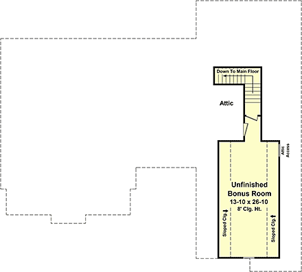 Contemporary, Country, Farmhouse, Traditional House Plan 60180 with 3 Beds, 3 Baths, 2 Car Garage Second Level Plan