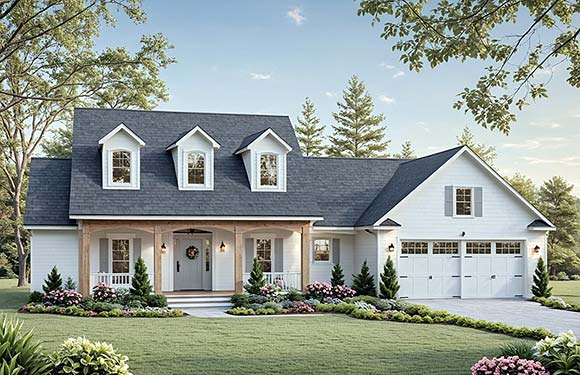 Country, Farmhouse, Traditional House Plan 60182 with 3 Beds, 2 Baths, 2 Car Garage Elevation
