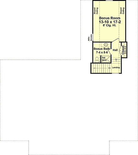Contemporary, Country, Farmhouse, Ranch, Traditional House Plan 60184 with 3 Beds, 4 Baths, 2 Car Garage Second Level Plan