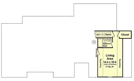 Contemporary, Country, Farmhouse, Ranch, Traditional House Plan 60186 with 3 Beds, 2 Baths, 2 Car Garage Second Level Plan