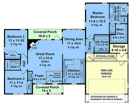Cape Cod, Farmhouse, Ranch, Traditional House Plan 60188 with 3 Beds, 2 Baths, 2 Car Garage First Level Plan