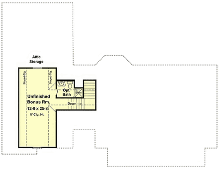 Country, Farmhouse, Traditional House Plan 60189 with 3 Beds, 2 Baths, 2 Car Garage Second Level Plan