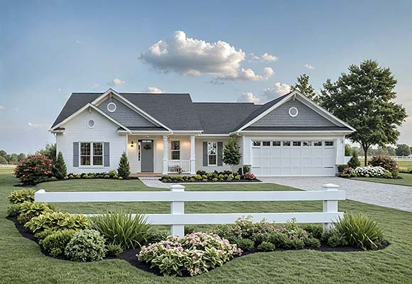 Country, Farmhouse, Ranch, Traditional House Plan 60192 with 3 Beds, 2 Baths, 2 Car Garage Elevation