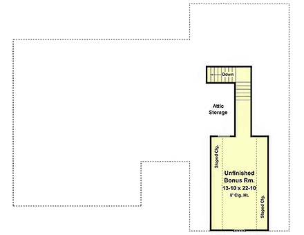 Farmhouse, Ranch, Traditional House Plan 60197 with 3 Beds, 3 Baths, 2 Car Garage Second Level Plan