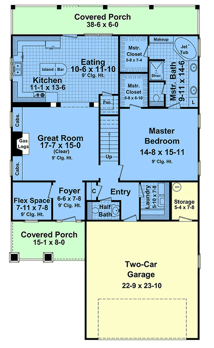 Craftsman, Farmhouse, Traditional House Plan 60198 with 3 Beds, 3 Baths, 2 Car Garage First Level Plan