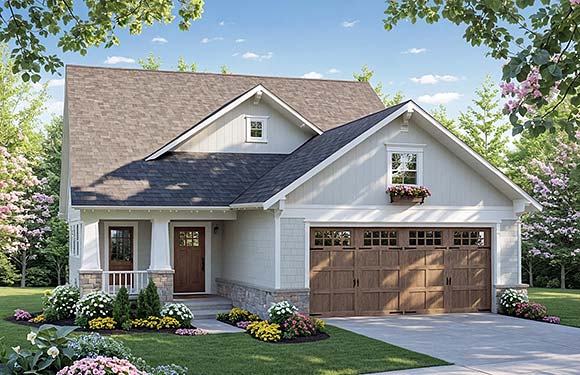 Craftsman, Farmhouse, Traditional House Plan 60198 with 3 Beds, 3 Baths, 2 Car Garage Elevation