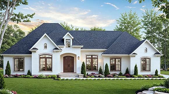 Farmhouse, Ranch, Traditional House Plan 60199 with 3 Beds, 3 Baths, 2 Car Garage Elevation
