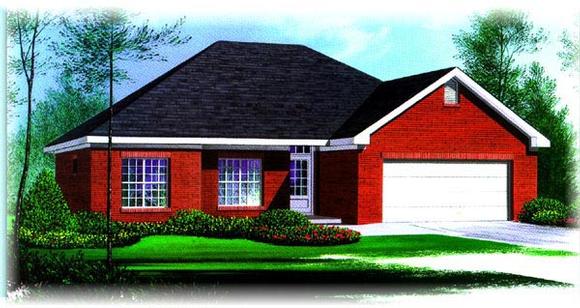 Ranch House Plan 60207 with 3 Beds, 2 Baths, 2 Car Garage Elevation
