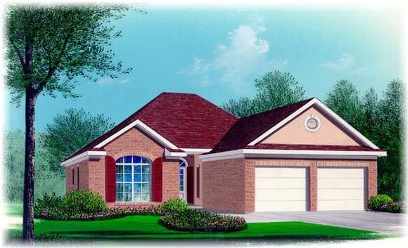 Traditional House Plan 60208 with 3 Beds, 2 Baths, 2 Car Garage Elevation
