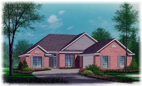 Traditional House Plan 60212 with 3 Beds, 2 Baths, 2 Car Garage Elevation