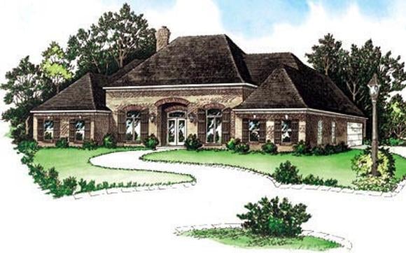 European House Plan 60227 with 4 Beds, 4 Baths, 2 Car Garage Elevation