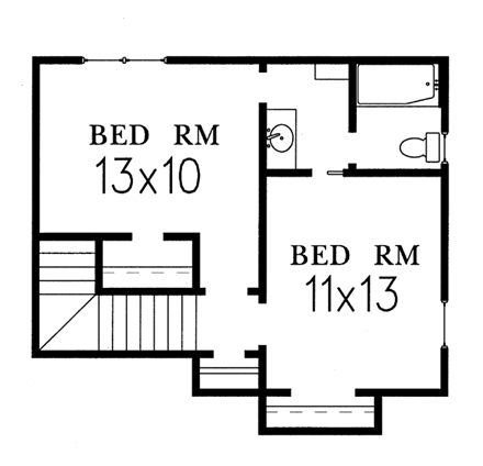 European House Plan 60236 with 3 Beds, 3 Baths, 2 Car Garage Second Level Plan