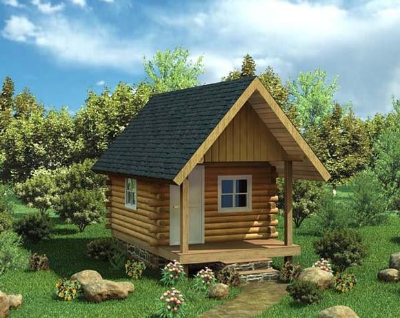 Cabin, Log House Plan 6024 with 1 Beds Elevation