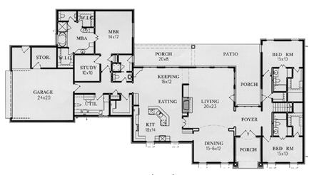 Traditional House Plan 60329 with 3 Beds, 4 Baths, 2 Car Garage First Level Plan
