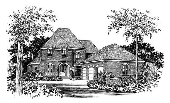 Country House Plan 60335 with 4 Beds, 4 Baths, 3 Car Garage Elevation