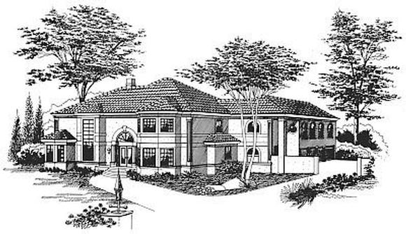 Mediterranean House Plan 60345 with 5 Beds, 4 Baths, 5 Car Garage Elevation