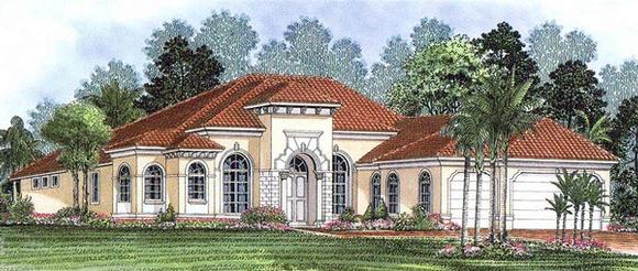 Mediterranean House Plan 60405 with 3 Beds, 3 Baths, 3 Car Garage Elevation
