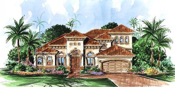 Florida, Mediterranean House Plan 60420 with 3 Beds, 3 Baths, 2 Car Garage Elevation