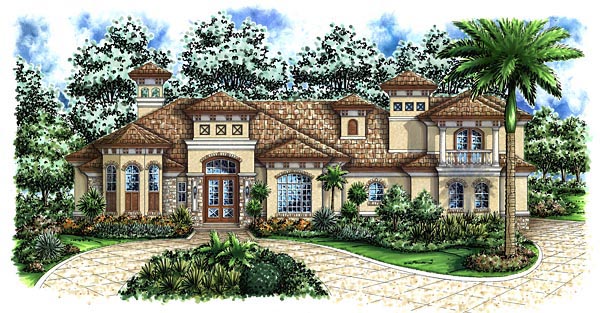 House Plan 60470 - Mediterranean Style with 5408 Sq Ft, 4 Bed, 4