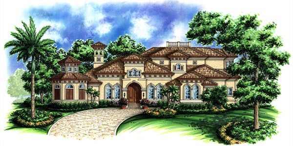 House Plan 60473 - Mediterranean Style with 5796 Sq Ft, 4 Bed, 4