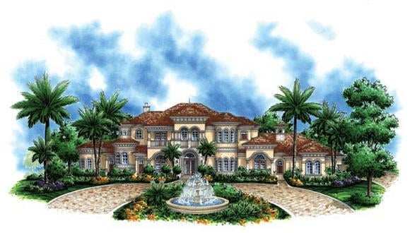 Florida, Mediterranean House Plan 60476 with 4 Beds, 7 Baths, 4 Car Garage Elevation