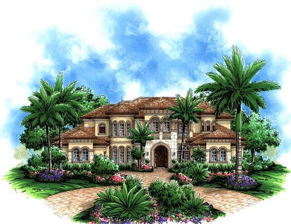 Florida, Mediterranean House Plan 60479 with 5 Beds, 7 Baths, 5 Car Garage Elevation