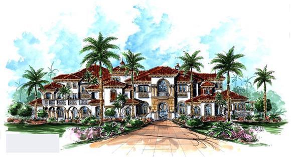 Florida, Mediterranean House Plan 60489 with 6 Beds, 7 Baths, 6 Car Garage Elevation
